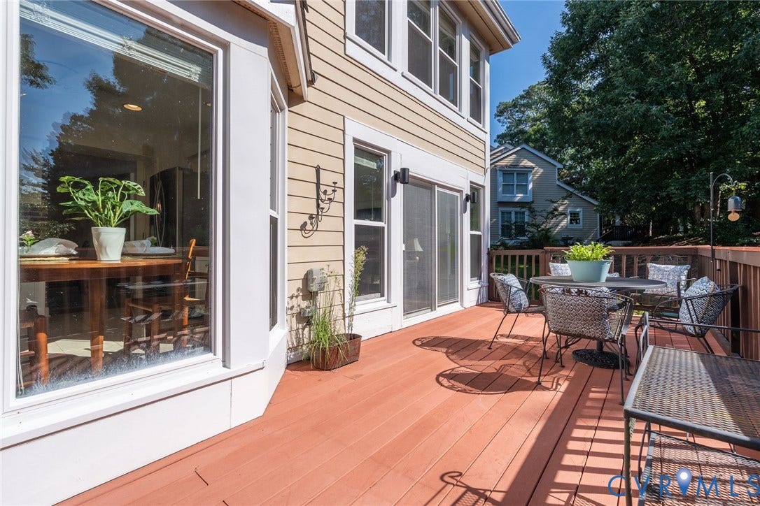 1719 Logwood Circle, Henrico, VA 23238 Deck: Expansive deck, featuring a canted bay window, and a Pella sliding glass doors