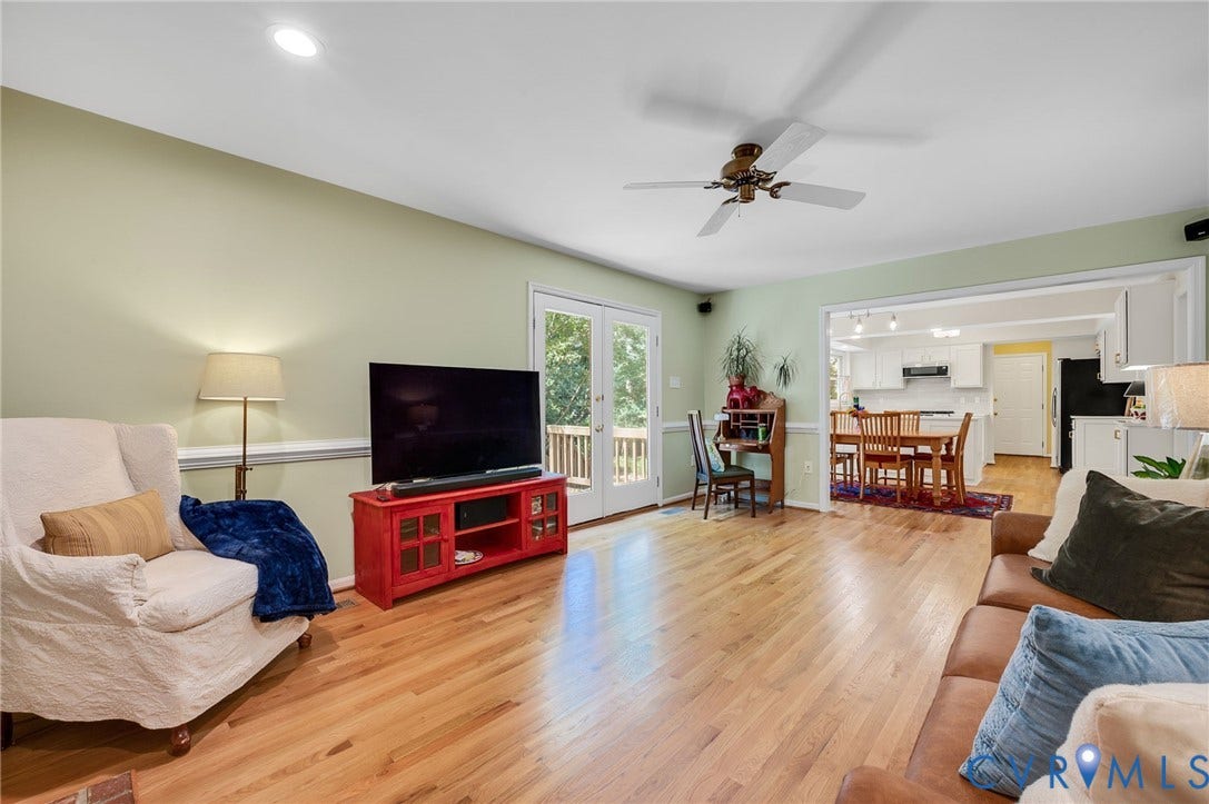 3704 Milbrier Place, Henrico, VA 23233 Hardwood flooring throughout, recessed lighting, and a ceiling fan