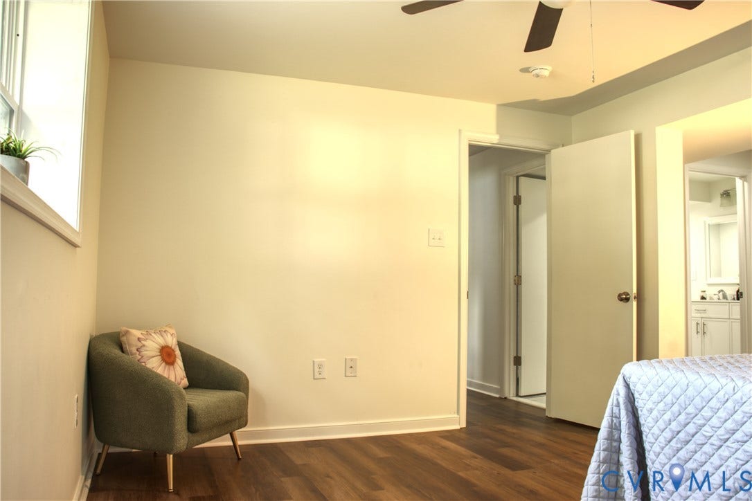 5004 Fairlake Lane, Henrico, VA 23060 Room featuring wood-finish flooring, a ceiling fan, and white baseboards