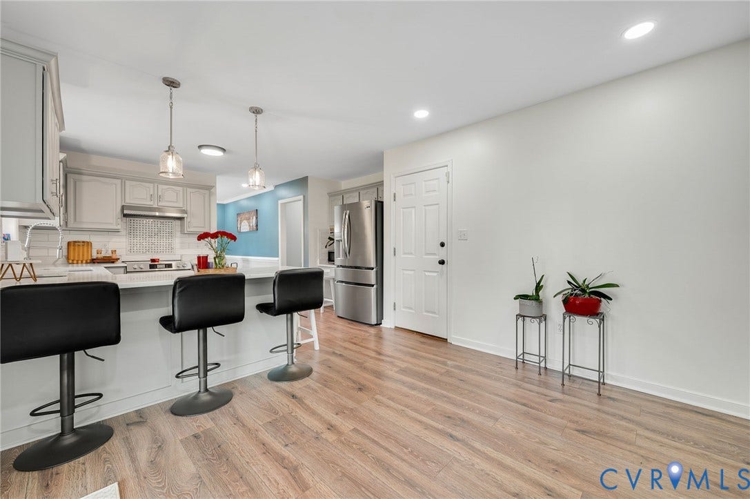 5612 Jessup Station Place, Chesterfield, VA 23234 Kitchen area featuring light wood-finish flooring, white walls, and a white paneled door
