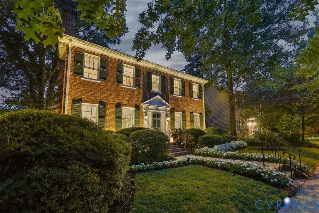 4207 W Grace Street, Sauer's Gardens, Richmond, VA 23230 Traditional brick exterior with white window trim and dark shutters