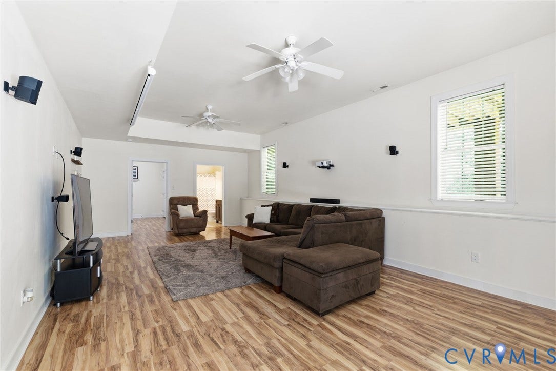 8343 Shagreen Court, The Highlands, Chesterfield, VA 23838 Wood-finish flooring throughout, multiple ceiling fans, and recessed lighting