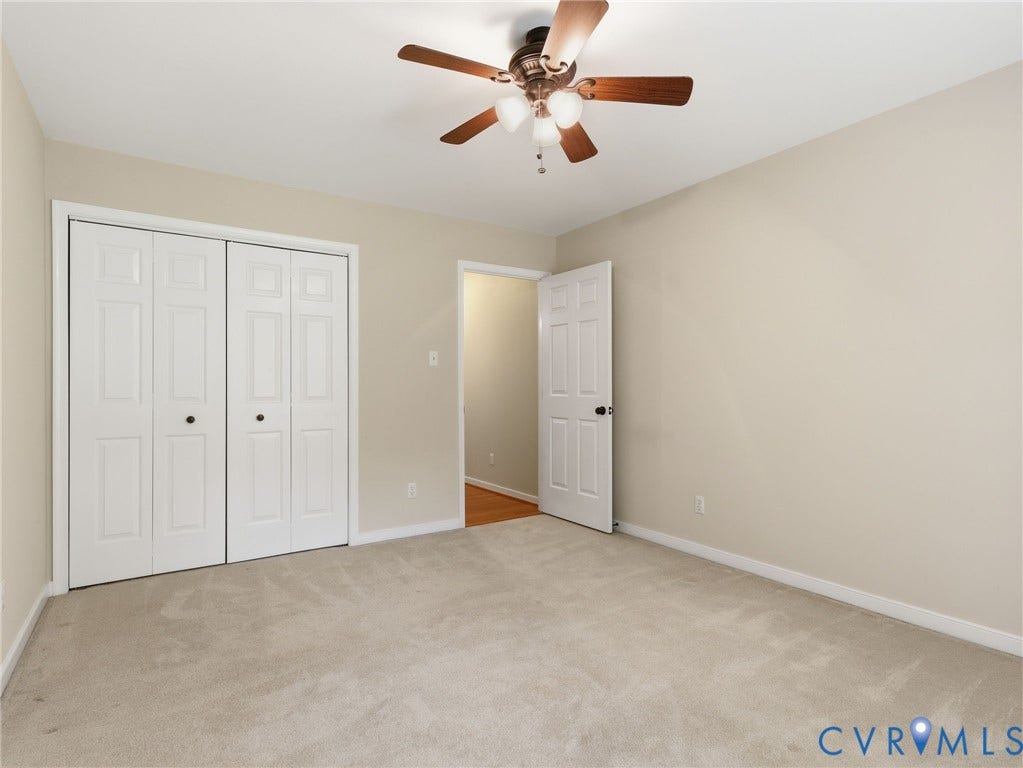 3296 Sherwood Ridge Way, Powhatan, VA 23139 Bedroom #2 with carpet & ceiling fan
