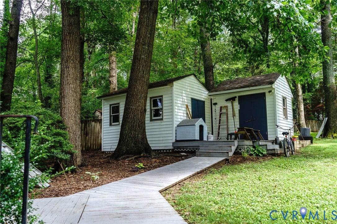 4900 Cord Court, Bridgewood, Glen Allen, VA 23060 Two detached storage sheds with white siding