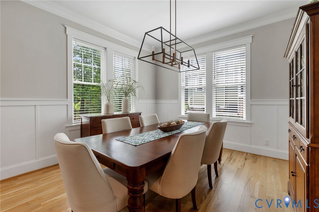 7237 Bonallack Bend, Carlton Ridge, Moseley, VA 23120 Elegant dining room with wainscoting and crown molding