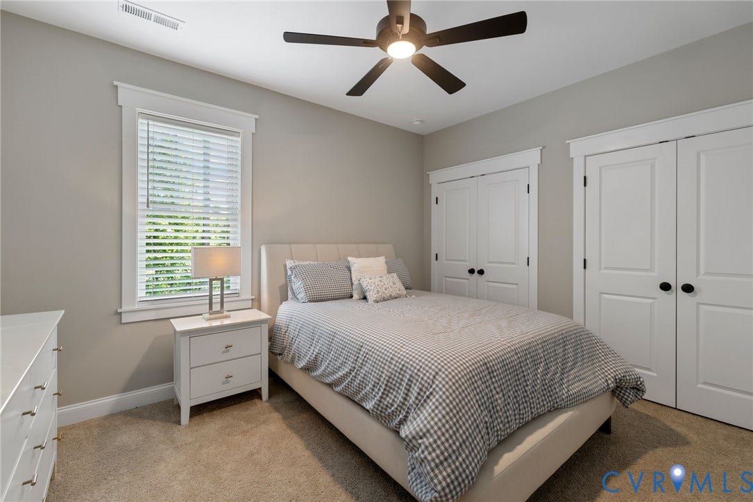 7237 Bonallack Bend, Carlton Ridge, Moseley, VA 23120 Bedroom with two double closets and attached bath