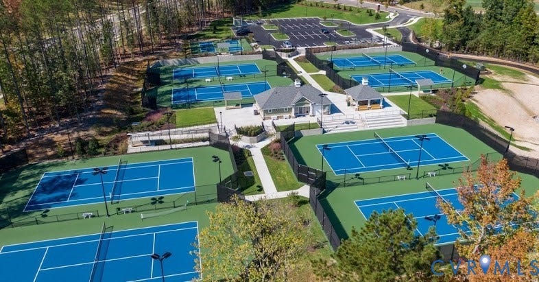 7237 Bonallack Bend, Carlton Ridge, Moseley, VA 23120 Multi-court tennis/pickleball facility with lights
