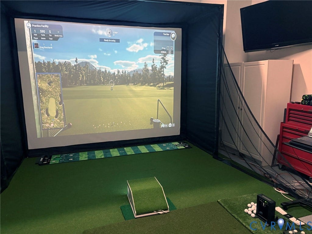 7237 Bonallack Bend, Carlton Ridge, Moseley, VA 23120 For the golf lovers . . . top notch Golf Simulator Package in the garage!! Seller will remove if not wanted