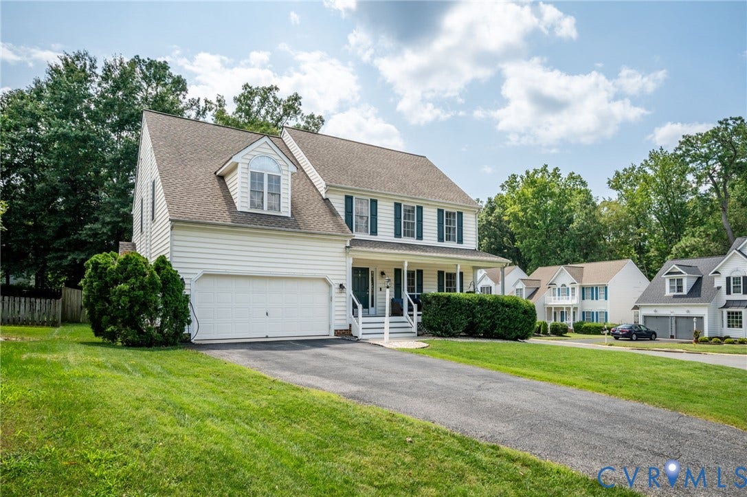 10620 Correnty Drive, Henrico, VA 23059 Two-story residence featuring white siding and a covered front porch