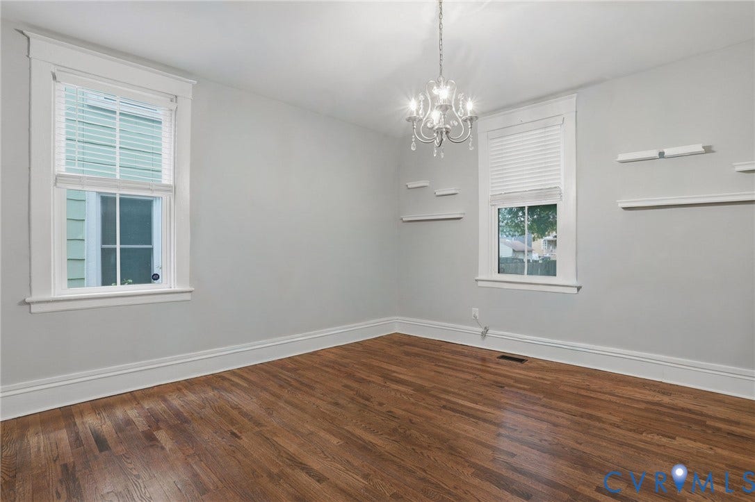 3110 3rd Avenue, North Highland Park, Richmond, VA 23222 Hardwood flooring, light gray wall paint, and white trim