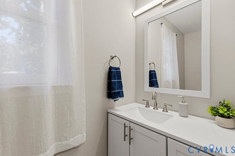 9007 Chatham Grove Lane, Richmond, VA 23236 Half Bath Vanity with integrated sink, modern cabinetry, and brushed nickel hardware