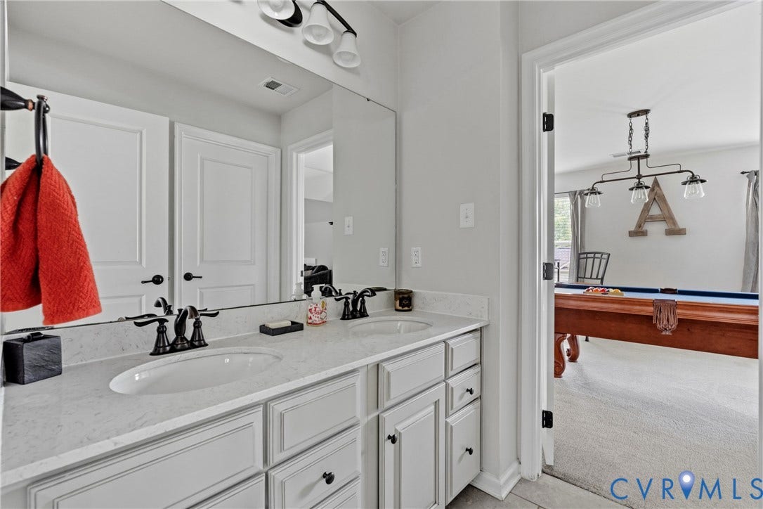 11612 Rolling Leaf Lane, Emerson Mill, Glen Allen, VA 23059 Bathroom with dual vanity, Jack n Jill with Rec Room and Bedrm 3