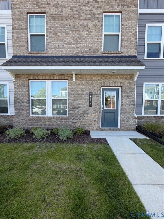 4184 Park Trail Drive, Henrico, VA 23223 Brick and siding exterior featuring a covered entry porch