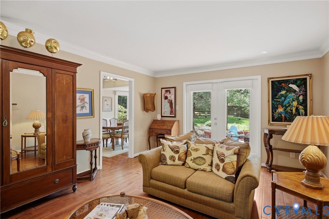 French doors leading out to the deck and patio