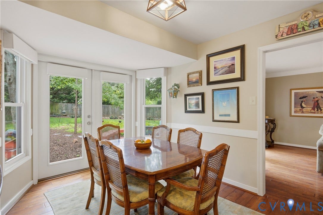 The Kitchen dining area with a bay French door/window area