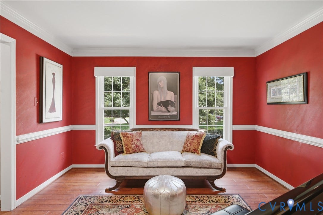 or Piano Room!  Multi-member crown moulding, chair railing  and wonder sunlit pouring in