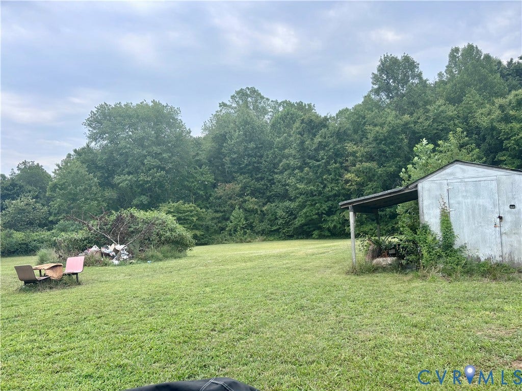 727 Frenchs Store Road, French's Store, Cumberland, VA 23040 Expansive grassy grounds featuring a detached shed structure