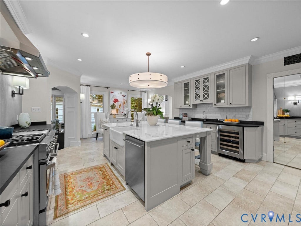 1 Greenway Lane, Hampton Gardens, Richmond, VA 23226 Kitchen is eat-in w/marble island and soapstone counters
