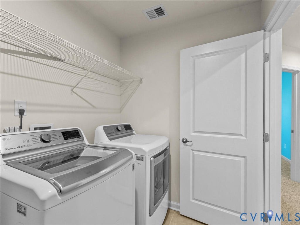 12601 Prestonfield Drive, Blalock, Chesterfield, VA 23836 Laundry area featuring wire shelving and a paneled door