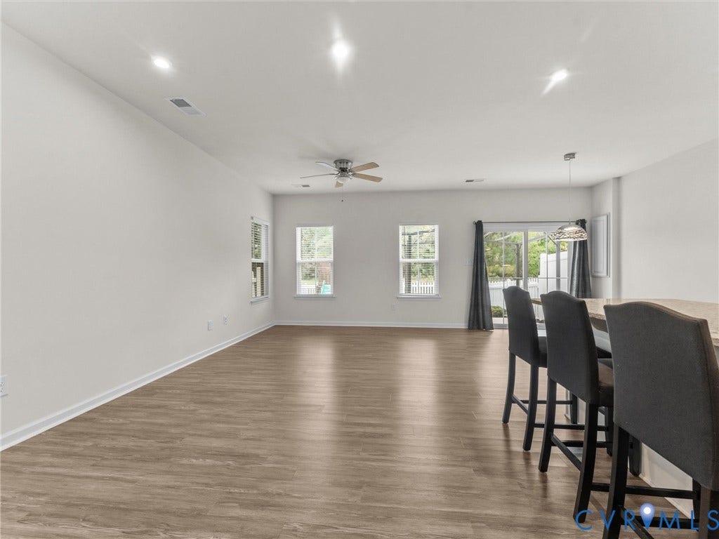 12601 Prestonfield Drive, Blalock, Chesterfield, VA 23836 Spacious room featuring wood-finish flooring, recessed lighting, and a ceiling fan