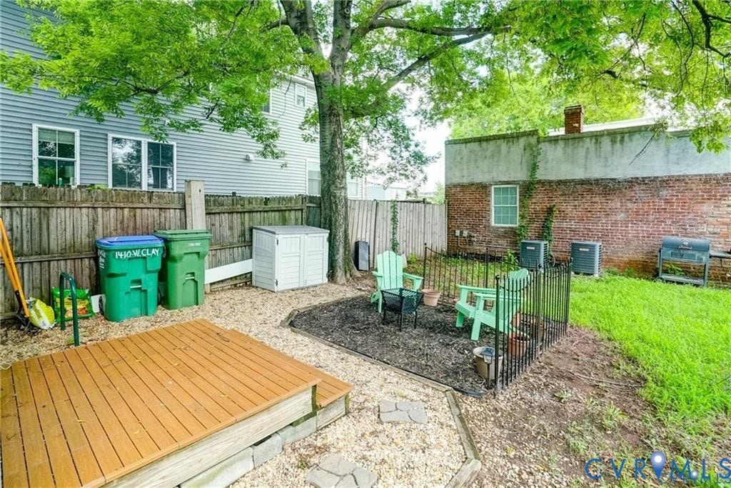 1410 W Clay Street, Richmond, VA 23220 Fenced backyard with a deck