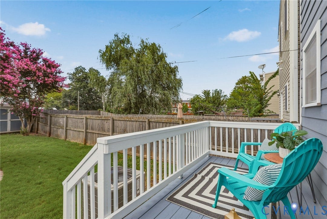 Rear porch built with/ maintenance-free decking boards, landscaped, sodded rear yard w/ privacy fence.
