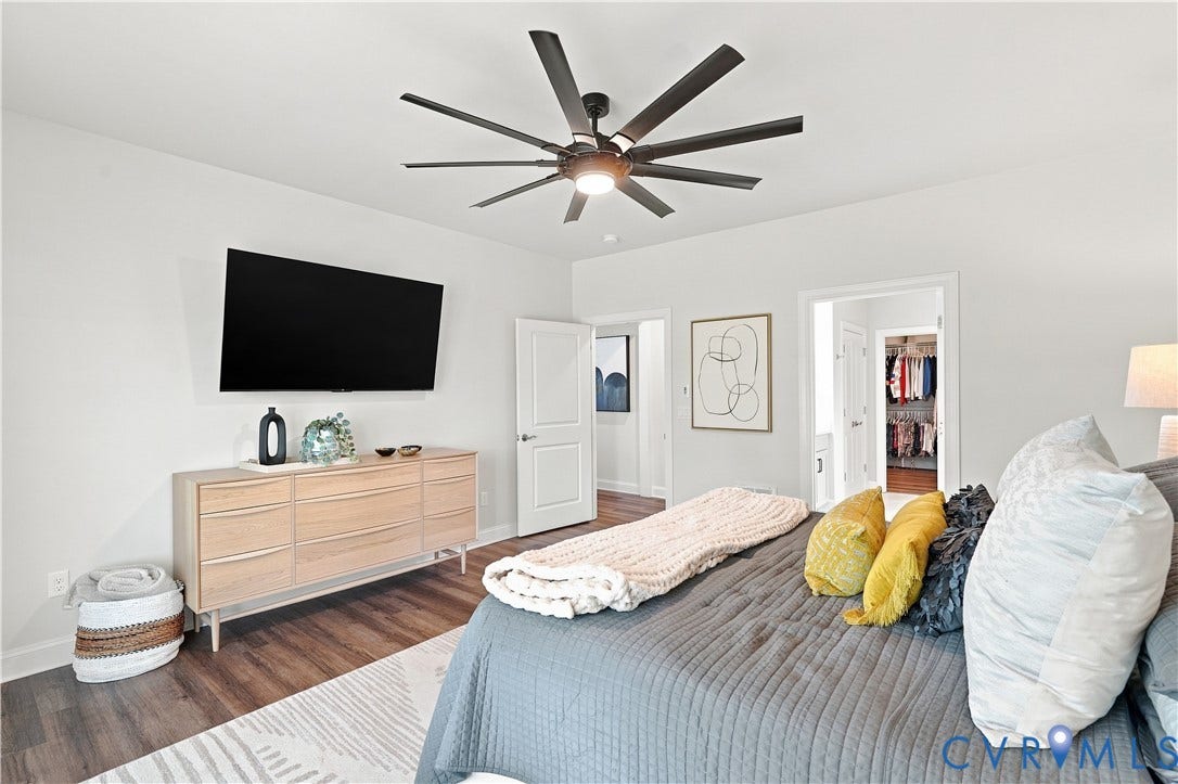 7437 Aldeby Street, Glen Allen, VA 23059 Wood-finish flooring, recessed lighting, and a modern ceiling fan with integrated lighting
