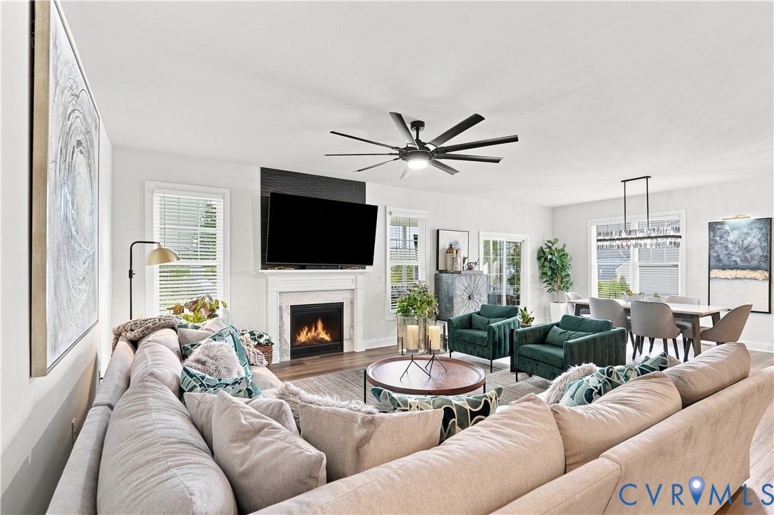 7437 Aldeby Street, Glen Allen, VA 23059 Open concept living area with wood-finish flooring