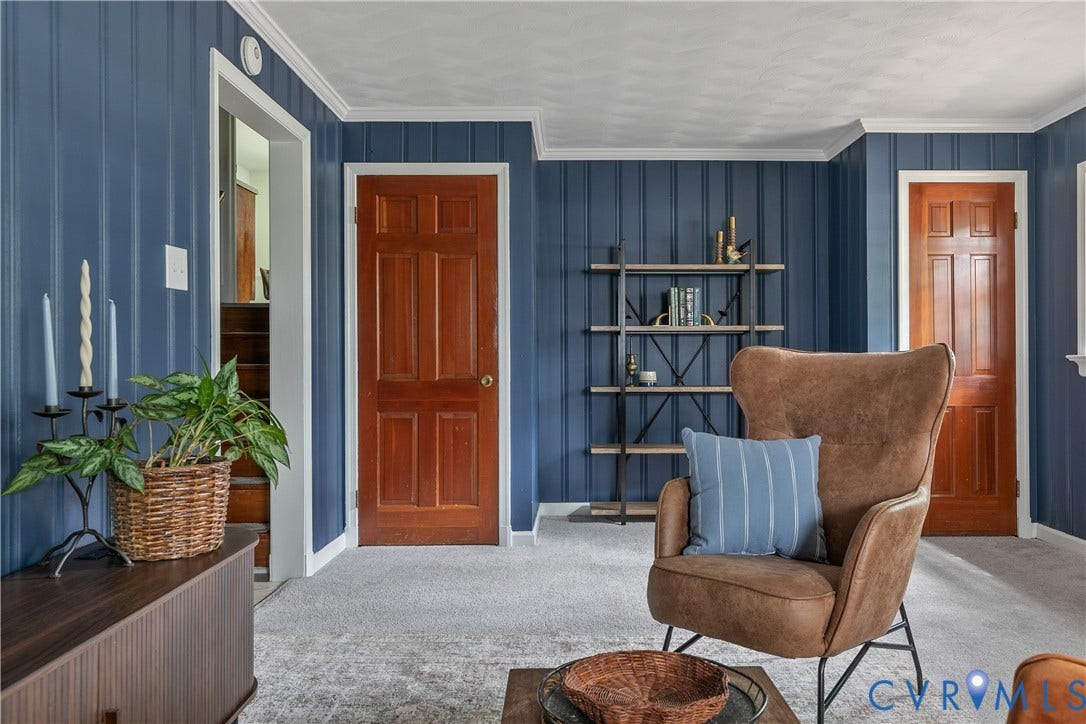 200 Stanmore Road, North Chesterfield, VA 23236 Vertical paneled walls, crown molding, paneled interior doors, and carpeted flooring