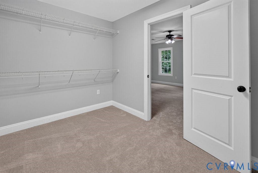 8825 First Branch Lane, Chesterfield, VA 23838 Carpeted closet with built-in wire shelving