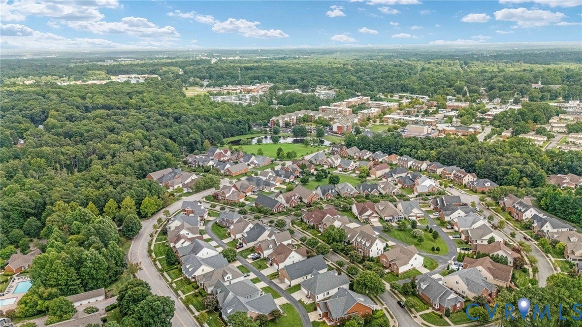 Residential development featuring varied architectural styles and abundant green space