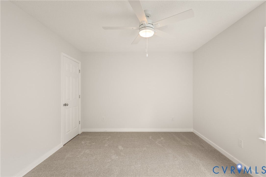3929 Meadowview Lane, Richmond, VA 23223 Recessed lighting, ceiling fan, neutral wall paint, paneled door, gray carpet