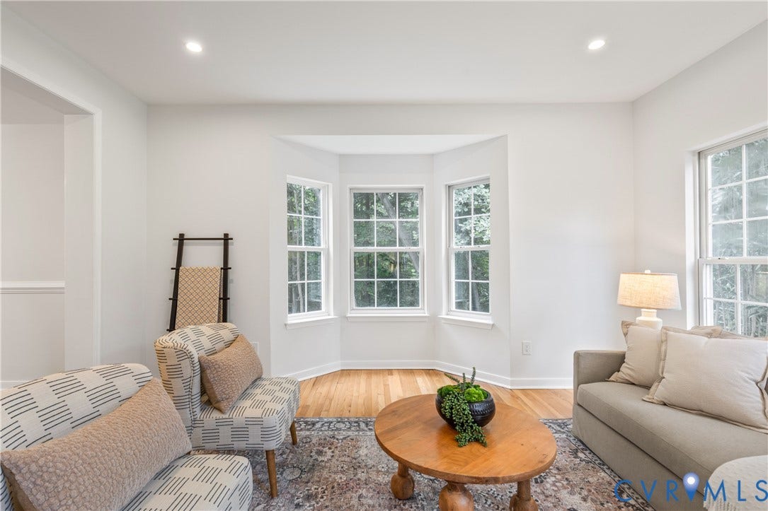 3929 Meadowview Lane, Richmond, VA 23223 Bay window, recessed lighting, wood-finish flooring, white wall paint, large windows
