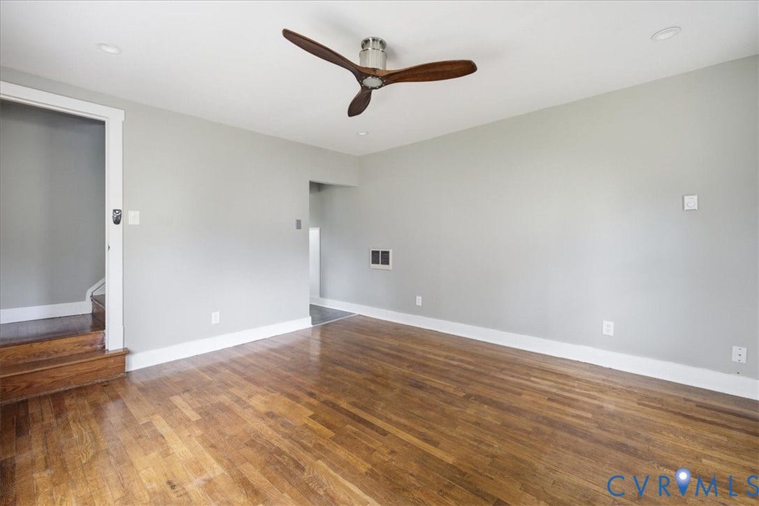 7232 Hopkins Road, North Chesterfield, VA 23237 Hardwood flooring, recessed lighting, and a contemporary ceiling fan