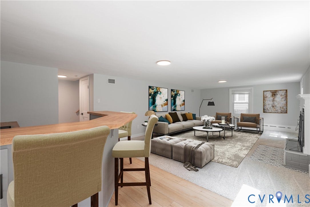 5709 Monument Avenue, Richmond, VA 23226 Virtual Staging of the Recreation Room