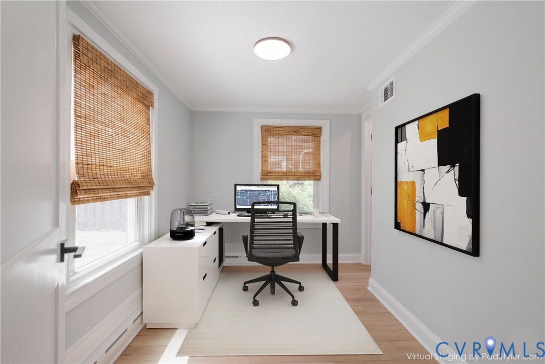 5709 Monument Avenue, Richmond, VA 23226 Virtual Staging of the Office/bedroom with full bath