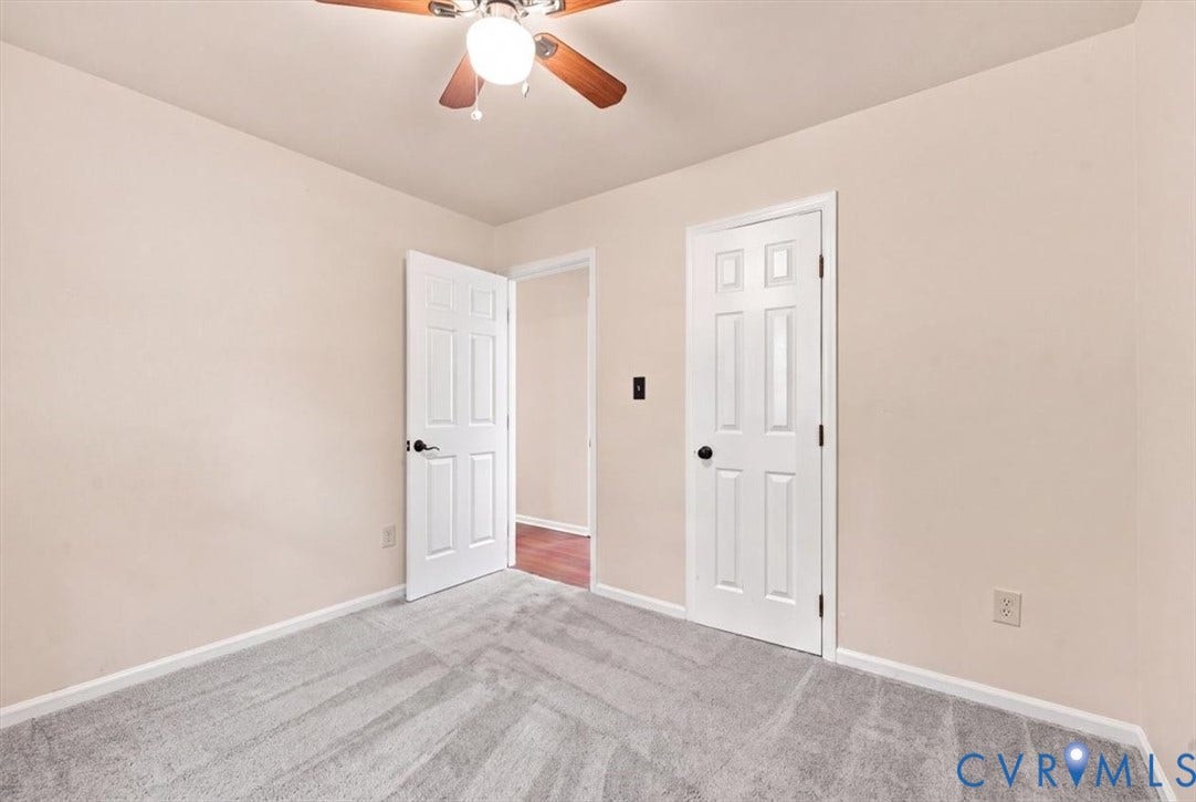 21103 Rabbit Run, Chesterfield, VA 23803 Light-toned walls, ceiling fan with integrated lighting, and soft gray carpet flooring
