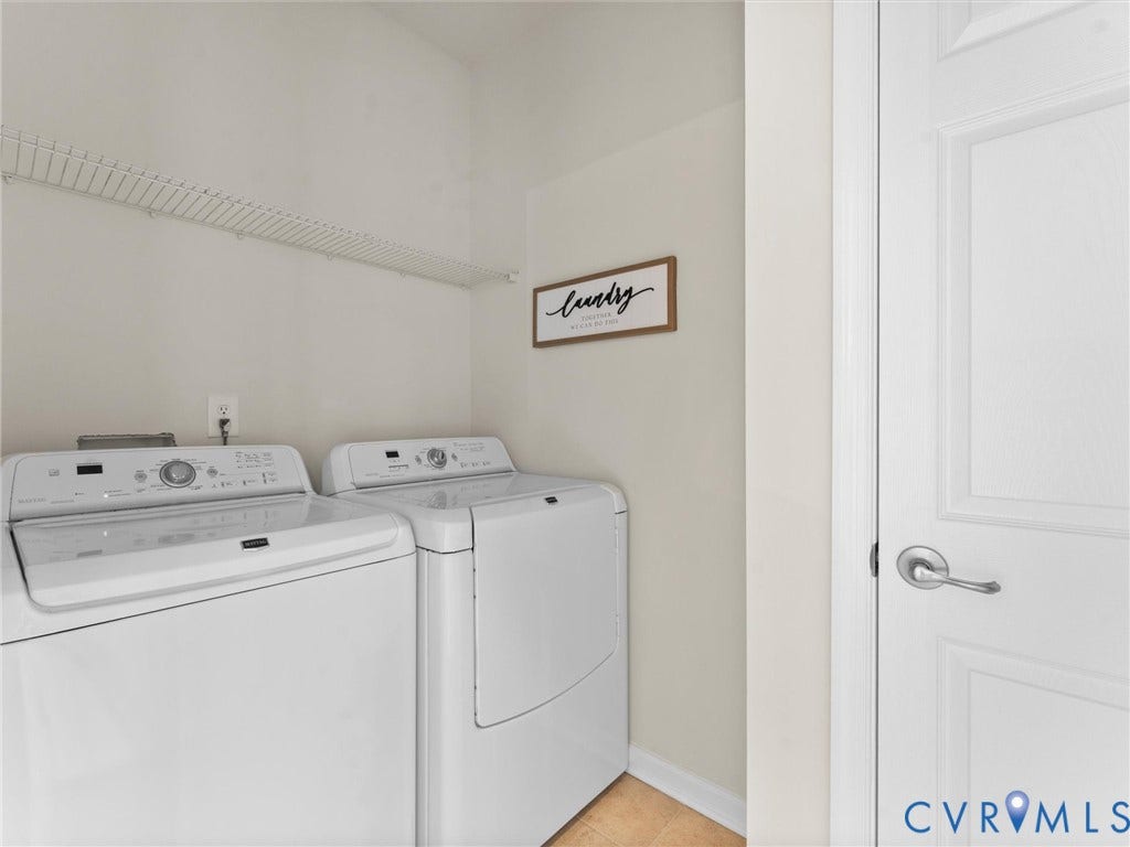 1901 Liesfeld Parkway, West Broad Village, Glen Allen, VA 23060 Dedicated laundry area with a wire shelf, light-toned walls, and a paneled door with a brushed nickel handle