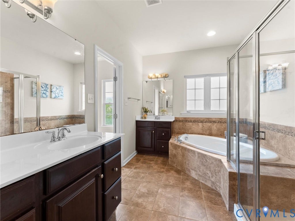1901 Liesfeld Parkway, West Broad Village, Glen Allen, VA 23060 Dual vanities with white countertops