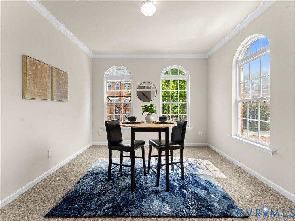 1901 Liesfeld Parkway, West Broad Village, Glen Allen, VA 23060 Arched windows, crown molding, and neutral wall paint