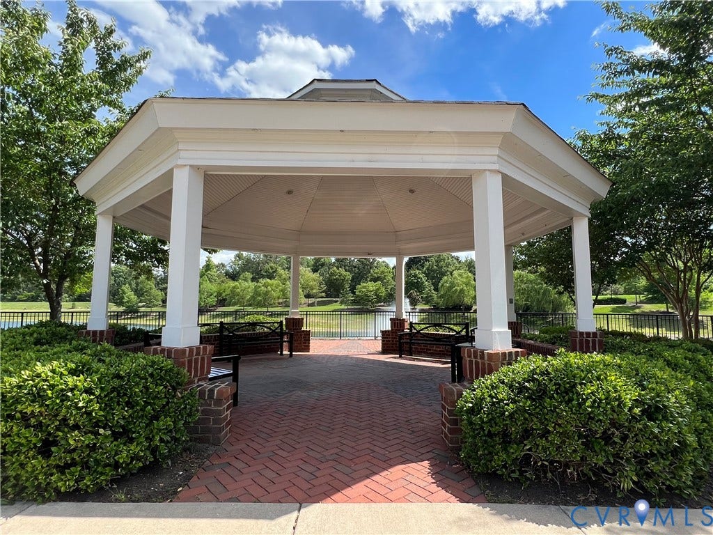 1901 Liesfeld Parkway, West Broad Village, Glen Allen, VA 23060 Octagonal gazebo with white pillars and a brick base
