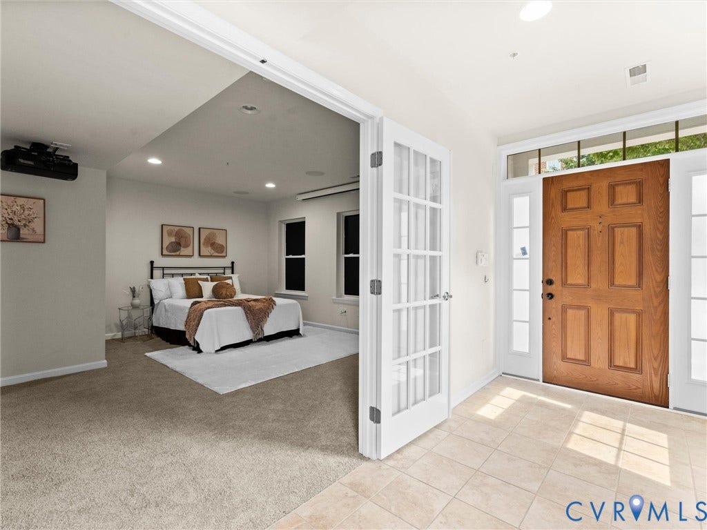 1901 Liesfeld Parkway, West Broad Village, Glen Allen, VA 23060 Warm wood-panel entry door with transom window and sidelights