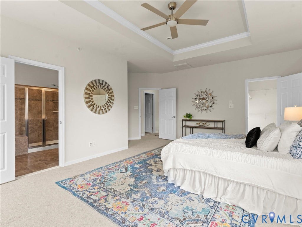 1901 Liesfeld Parkway, West Broad Village, Glen Allen, VA 23060 Neutral paint palette with tray ceiling and ceiling fan