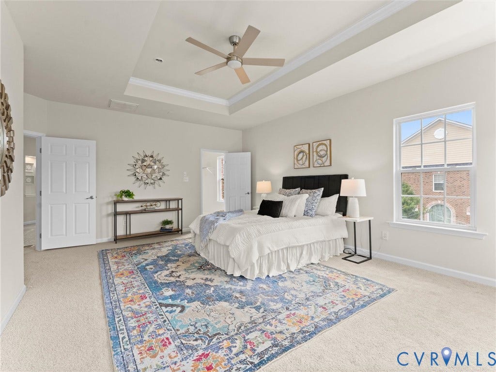 1901 Liesfeld Parkway, West Broad Village, Glen Allen, VA 23060 Recessed tray ceiling with a ceiling fan