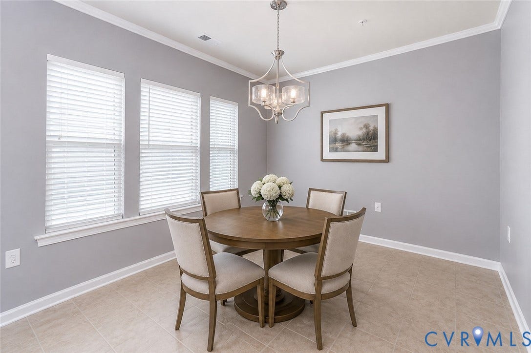 Virtually staged breakfast room