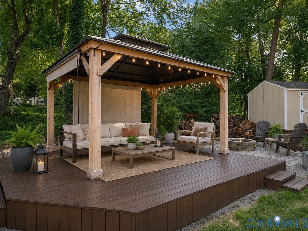 8806 Thornton Heath Drive, Chesterfield, VA 23832 Expansive multi-level wood-finish deck with a built-in pergola