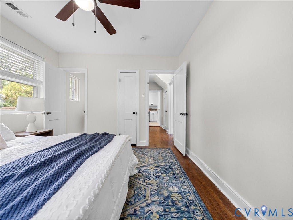 709 Ratcliffe Avenue, Richmond, VA 23222 Hardwood-finish flooring, white walls, and a ceiling fan with integrated lighting