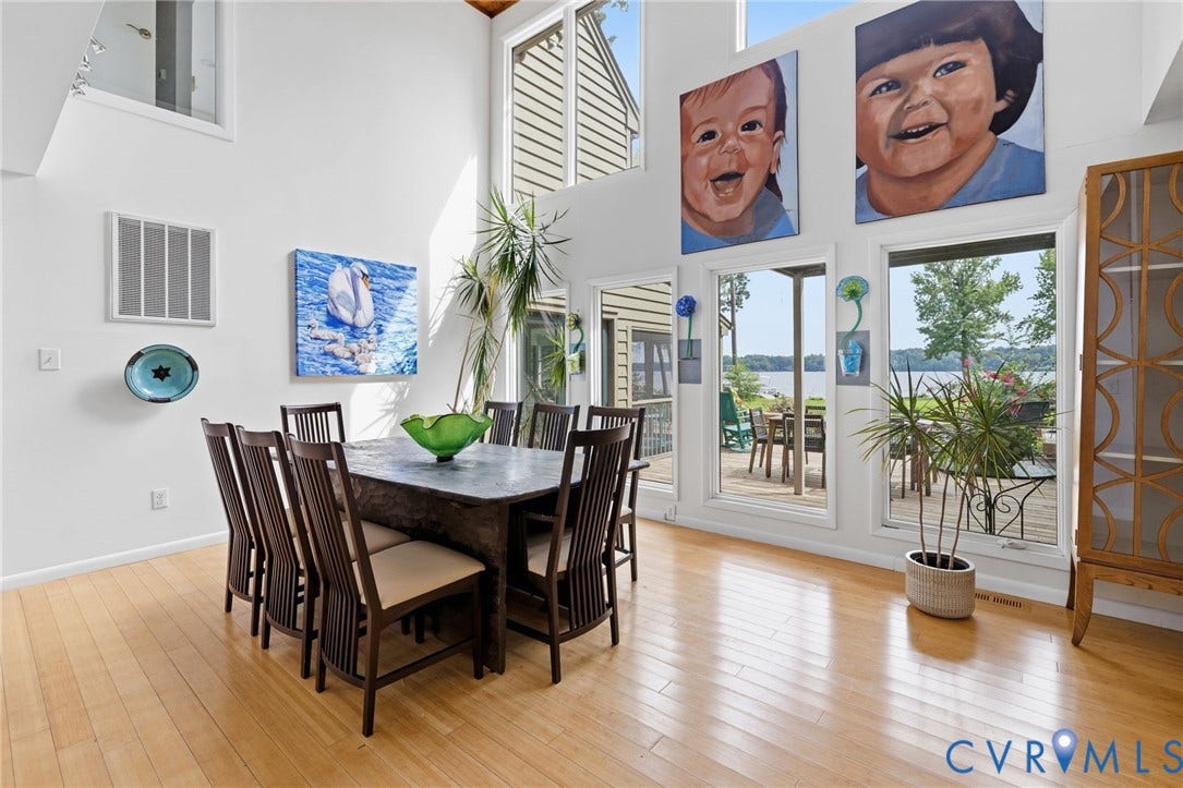 3416 Walkers Ferry Road, Walkers Ferry, Midlothian, VA 23112 Hardwood flooring, abundant natural light, vaulted ceiling with clerestory windows, and direct outdoor access
