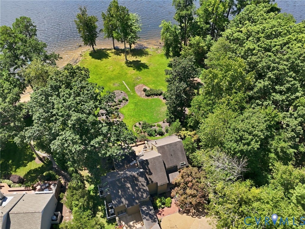 3416 Walkers Ferry Road, Walkers Ferry, Midlothian, VA 23112 Waterfront property featuring a landscaped lawn and mature trees