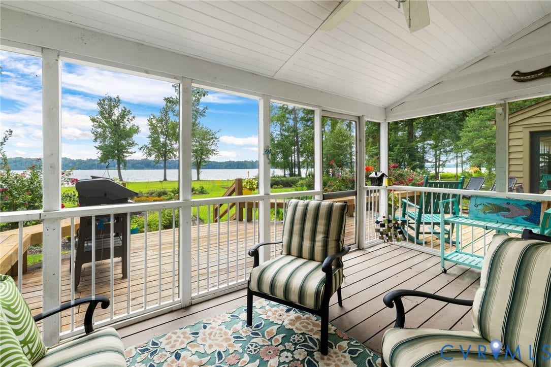 3416 Walkers Ferry Road, Walkers Ferry, Midlothian, VA 23112 Screened porch featuring a slatted wood-finish deck